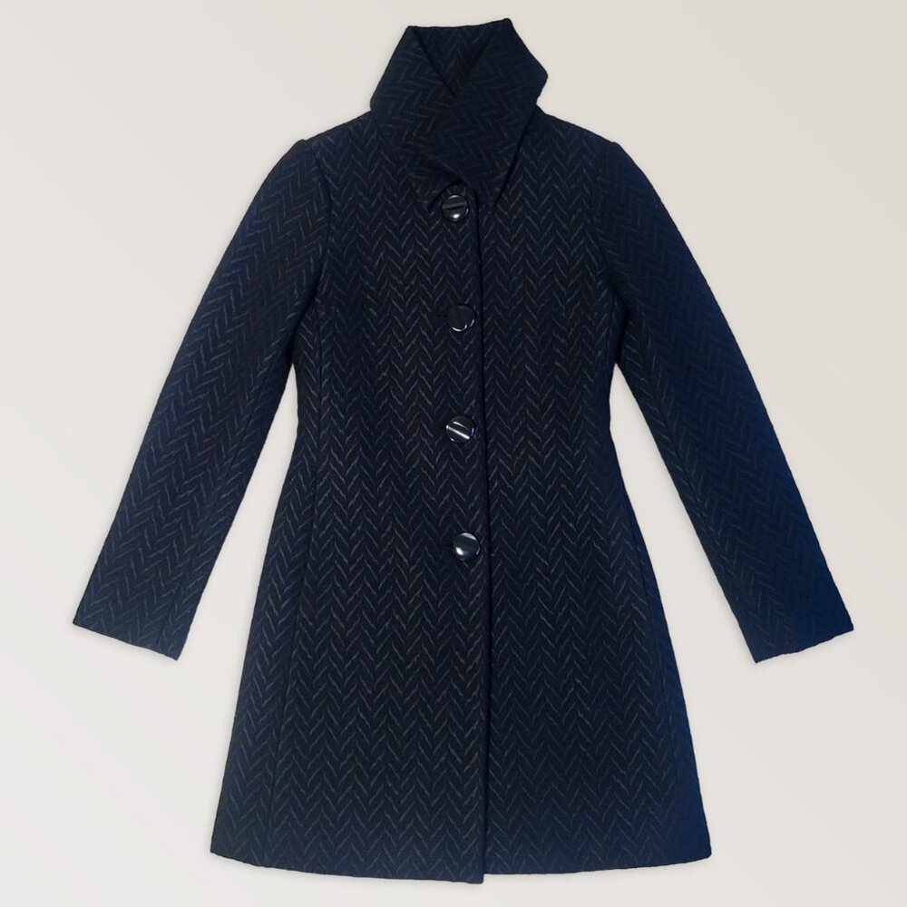 LE CHATEAU Black Long Jacket, Classic Pea Coat, Elegant Trench Coat Size XS